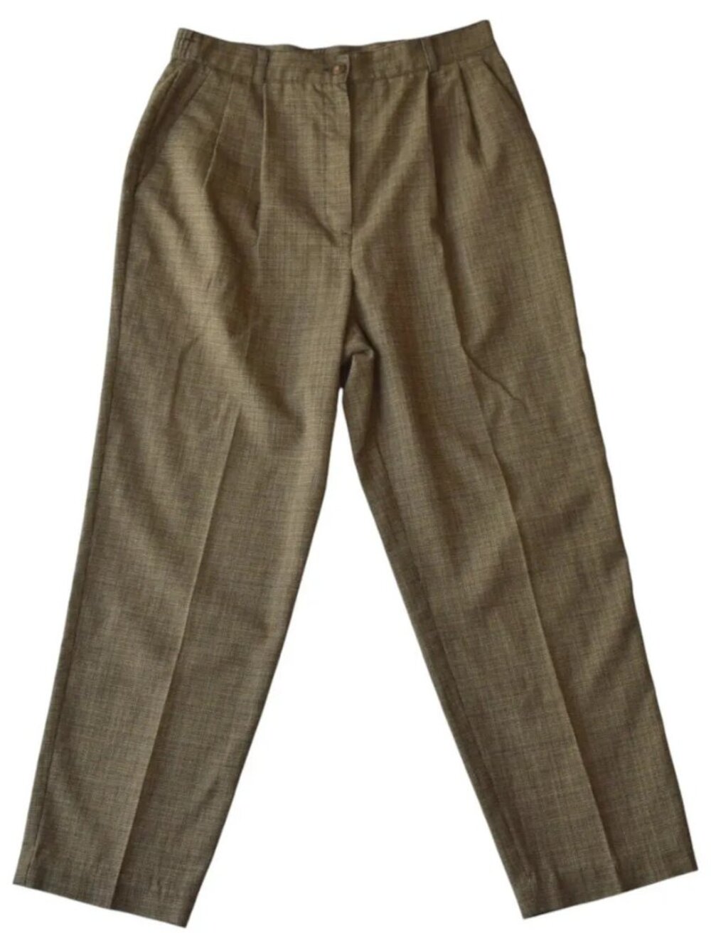 NWT Brown Pleated with Belt Plaid Slacks Elastic Waist Sag Harbor Size 20